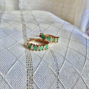 Vintage Ross-Simons Gold Overlay 925 Emerald Diamond Birthstone Earrings